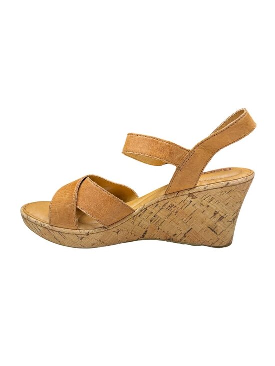 Born Women's Alaina Criss-Cross Leather/Cork Platform Wedge Sandals Sz 10M NWOB - Picture 2 of 9